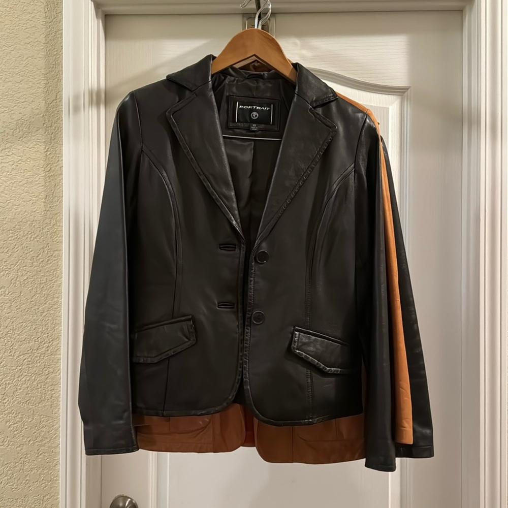 Brown leather blazer